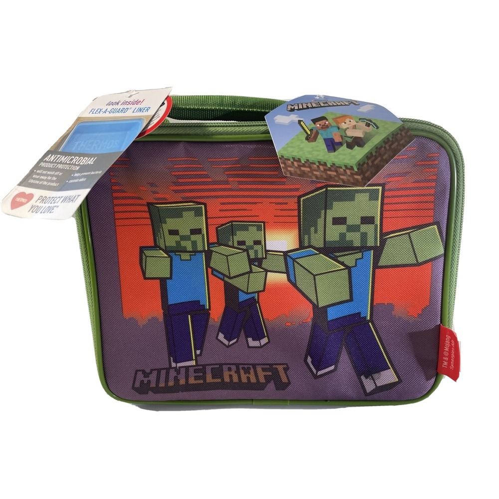 Minecraft Creeper Soft Insulated Back to School Lunchbox Thermos 2021 Mojang NEW